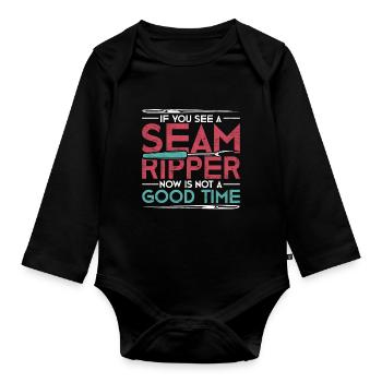 In My Defense Funny Gift Sewing - Organic Longsleeve Baby Bodysuit - black - Front