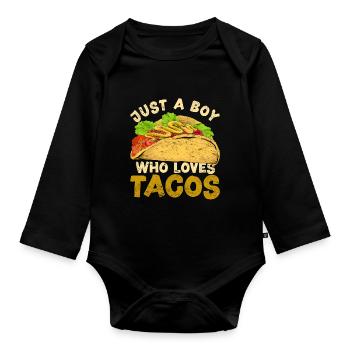 Juste un garçon qui aime les tacos, la restauration rapide, les tacos - Body Bébé bio manches longues - noir - Devant