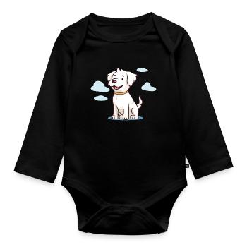 Cute dog design for dog owners - Organic Longsleeve Baby Bodysuit - black - Front