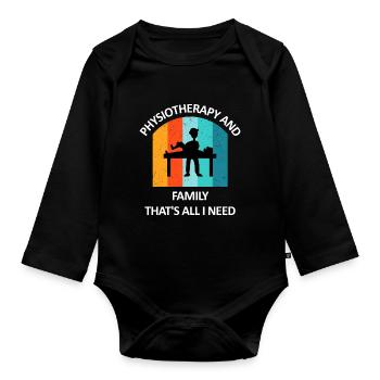 Physiotherapist Humorous Gift Saying Funny - Organic Longsleeve Baby Bodysuit - black - Front