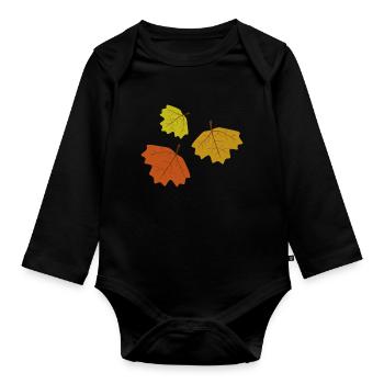 fall leaves - Organic Longsleeve Baby Bodysuit - black - Front