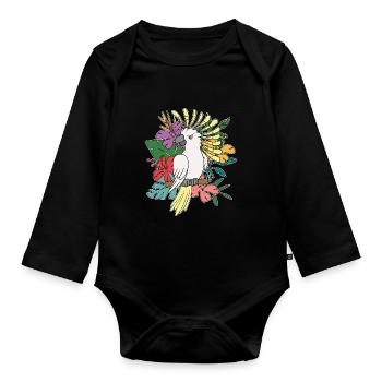 Amoureux des oiseaux Floral perroquet cadeau cacatoès - Body Bébé bio manches longues - noir - Devant