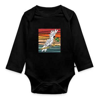 Retro Kakadu - Baby Bio-Langarm-Body - Schwarz - Vorne