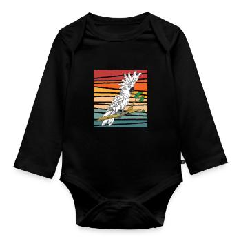 Retro Parrot Bird Gift Bird Lover Cockatoo - Organic Longsleeve Baby Bodysuit - black - Front