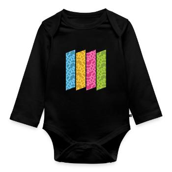 Buntes Kuh Muster Bauernhof Tier Geschenk Kuh - Baby Bio-Langarm-Body - Schwarz - Vorne
