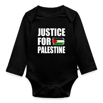 Justice for palestine - Organic Longsleeve Baby Bodysuit - black - Front