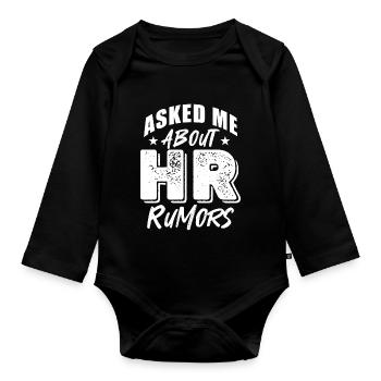 Ask me about HR rumours - Organic Longsleeve Baby Bodysuit - black - Front