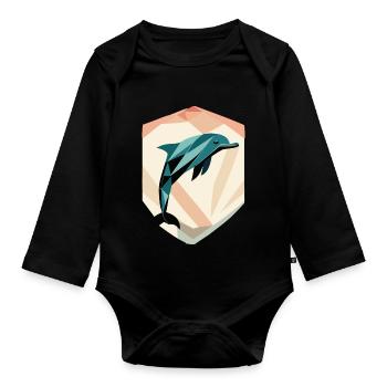dolphin - Organic Longsleeve Baby Bodysuit - black - Front