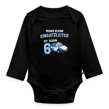 6 Geburtstag Polizei 6 Jahre Alt - Baby Bio-Langarm-Body - Schwarz - Vorne