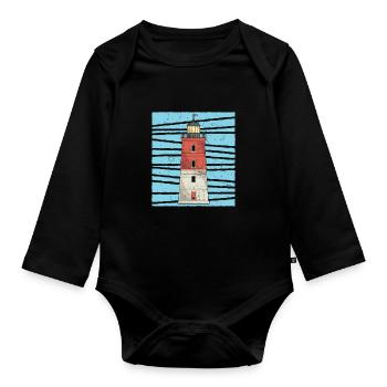 Ocean Lighthouse Lover Gift Lighthouse - Organic Longsleeve Baby Bodysuit - black - Front
