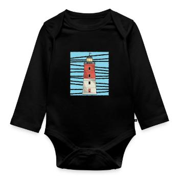Phare de mer amant cadeau phare - Body Bébé bio manches longues - noir - Devant