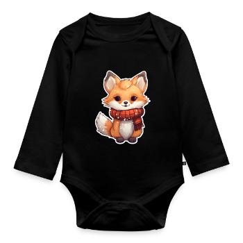 Winterliche Füchsin - Baby Bio-Langarm-Body - Schwarz - Vorne