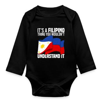 Philippinen - Baby Bio-Langarm-Body - Schwarz - Vorne