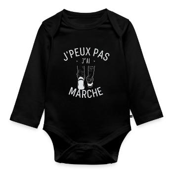 J peux pas j ai marche - Body Bébé bio manches longues - noir - Devant