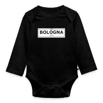Panneau toponymique de Bologne - Body Bébé bio manches longues - noir - Devant