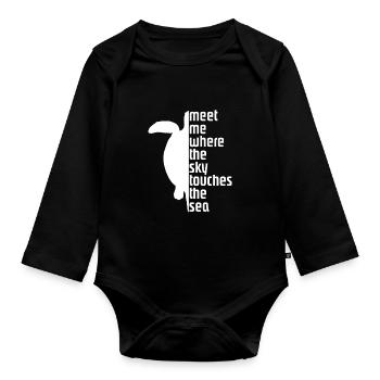 Turtle Slogan Schildkröte Spruch - Baby Bio-Langarm-Body - Schwarz - Vorne