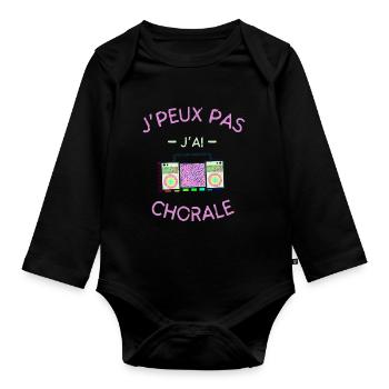 I can't I have Choir - Organic Longsleeve Baby Bodysuit - black - Front