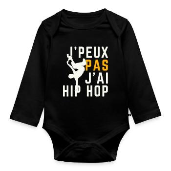 I can't I have Hip Hop - Organic Longsleeve Baby Bodysuit - black - Front