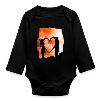 Valentine's Day Mood - Organic Longsleeve Baby Bodysuit - black - Front