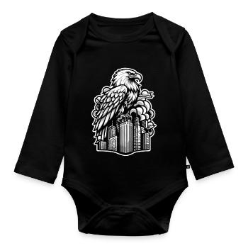 Illustration de contour d’aigle - Body Bébé bio manches longues - noir - Devant