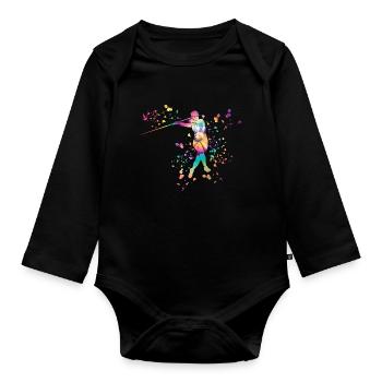 Lancer de javelot Colorsplash Lancer de javelot - Body Bébé bio manches longues - noir - Devant