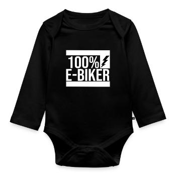 E Bike - Baby Bio-Langarm-Body - Schwarz - Vorne