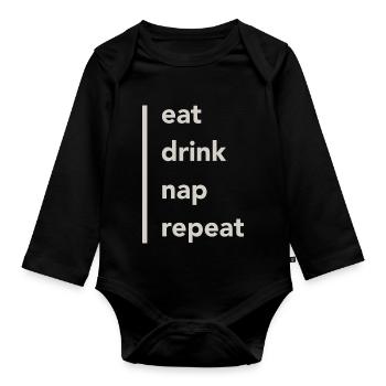 Eat Drink Nap - Organic Longsleeve Baby Bodysuit - black - Front