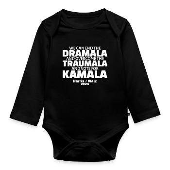Ensemble, nous pouvons mettre fin au drame et au traumatisme - Body Bébé bio manches longues - noir - Devant