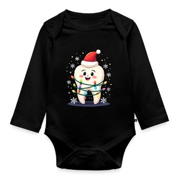Zähne Weihnachten Zahnarzt Geschenk - Baby Bio-Langarm-Body - Schwarz - Vorne
