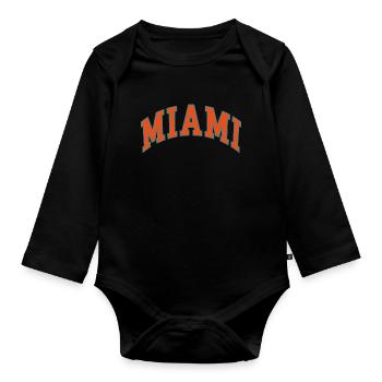 Miami - Organic Longsleeve Baby Bodysuit - black - Front