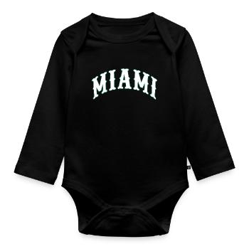 Miami - Organic Longsleeve Baby Bodysuit - black - Front