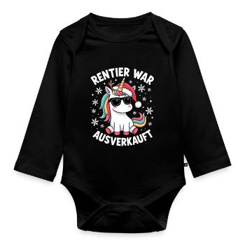 Rentier war ausverkauft Einhorn - Baby Bio-Langarm-Body - Schwarz - Vorne