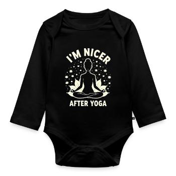 Yoga Amusant - Méditation & Chakra - Body Bébé bio manches longues - noir - Devant