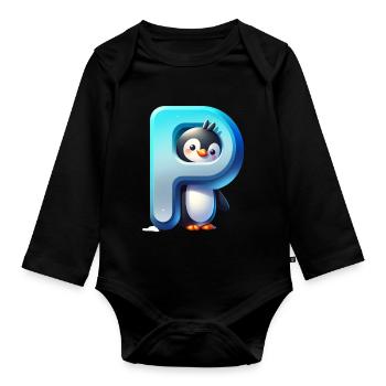 Penguin Playful P - Organic Longsleeve Baby Bodysuit - black - Front