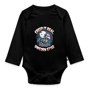 Creep It Real Unicorn Style - Organic Longsleeve Baby Bodysuit - black - Front