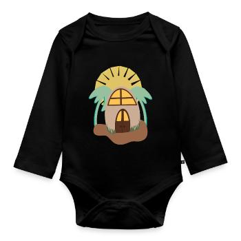 Insel - Baby Bio-Langarm-Body - Schwarz - Vorne