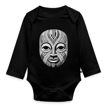 Maske - Baby Bio-Langarm-Body - Schwarz - Vorne