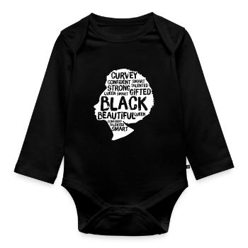 Black Woman - Organic Longsleeve Baby Bodysuit - black - Front