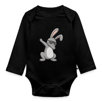 Lapin de Pâques Dab Pâques - Body Bébé bio manches longues - noir - Devant