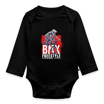 BMX Fahrrad Biker Stunt Trick Freestyle Vintage - Baby Bio-Langarm-Body - Schwarz - Vorne