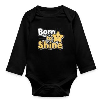 Né pour briller – Strahlender Stern - Body Bébé bio manches longues - noir - Devant