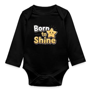 Né pour briller – Strahlender Stern - Body Bébé bio manches longues - noir - Devant