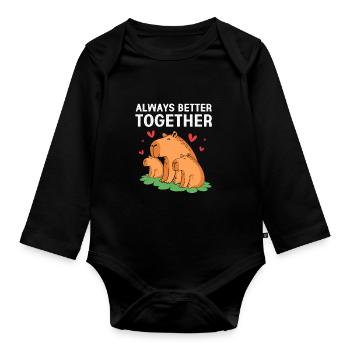 Capybara Capibara - Baby Bio-Langarm-Body - Schwarz - Vorne
