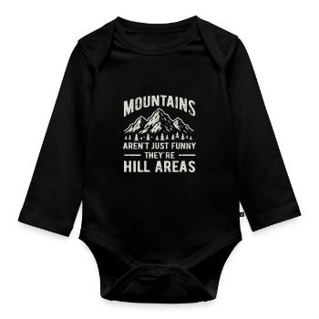 Les montagnes sont des zones de collines - jeu de mots hilarant - Body Bébé bio manches longues - noir - Devant