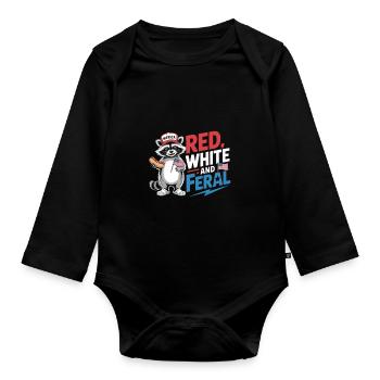 Red White And Feral Waschbär Nationalfeiertag - Baby Bio-Langarm-Body - Schwarz - Vorne