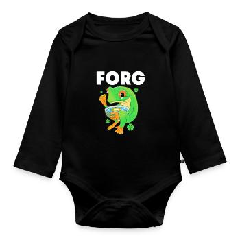 Laubfrosch Frosch - Baby Bio-Langarm-Body - Schwarz - Vorne