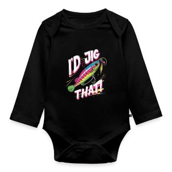 Glasseye Zander Angler I'd Jig That! - Organic Longsleeve Baby Bodysuit - black - Front