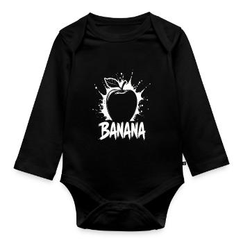 Banana Apple Joke - Organic Longsleeve Baby Bodysuit - black - Front