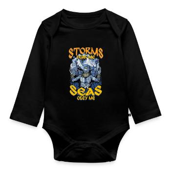 Viking Pagan Culture Storms Fear Me - Organic Longsleeve Baby Bodysuit - black - Front