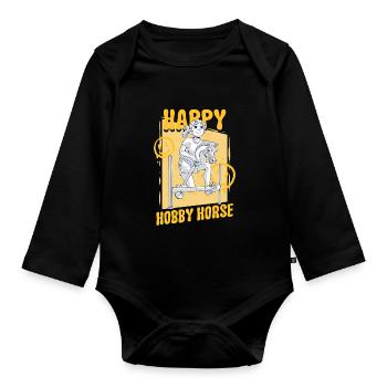 Hobby Horsing Hobby Horses Happy Hobby Horse - Organic Longsleeve Baby Bodysuit - black - Front